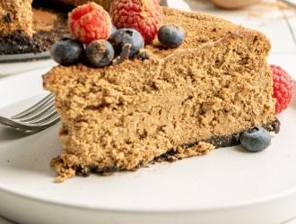 Rich, heavy cheesecake.