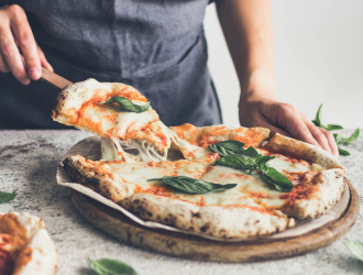 Delicious, hot cheesy pizza.