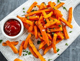 Hearty sweet potato chips and fries.